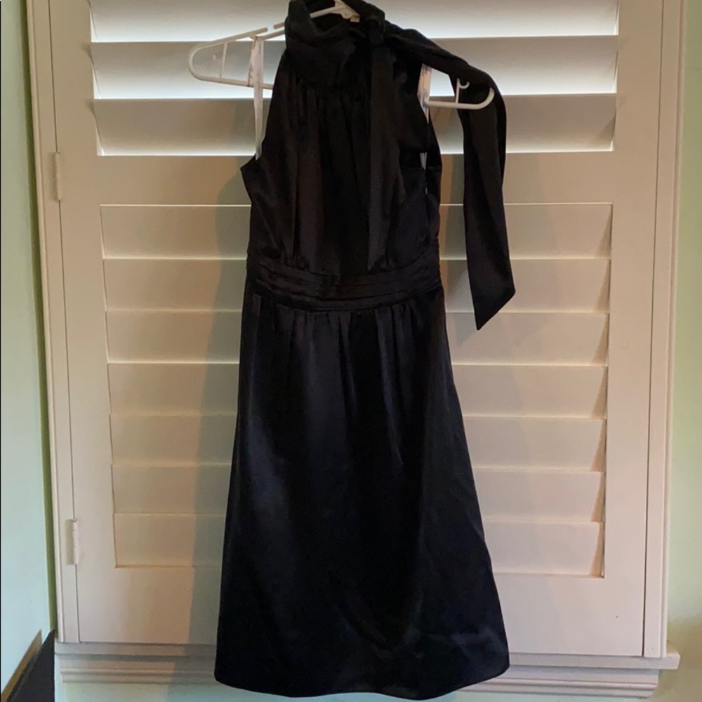 Black turtle neck tie dress